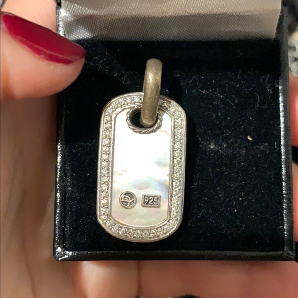 David Yurman dog tag with diamonds